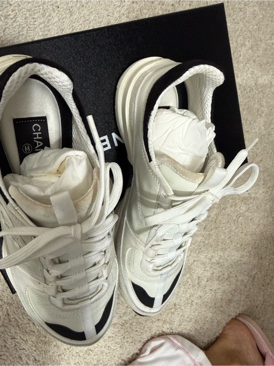 CHANEL White and Black Athletic Sneakers main image 0